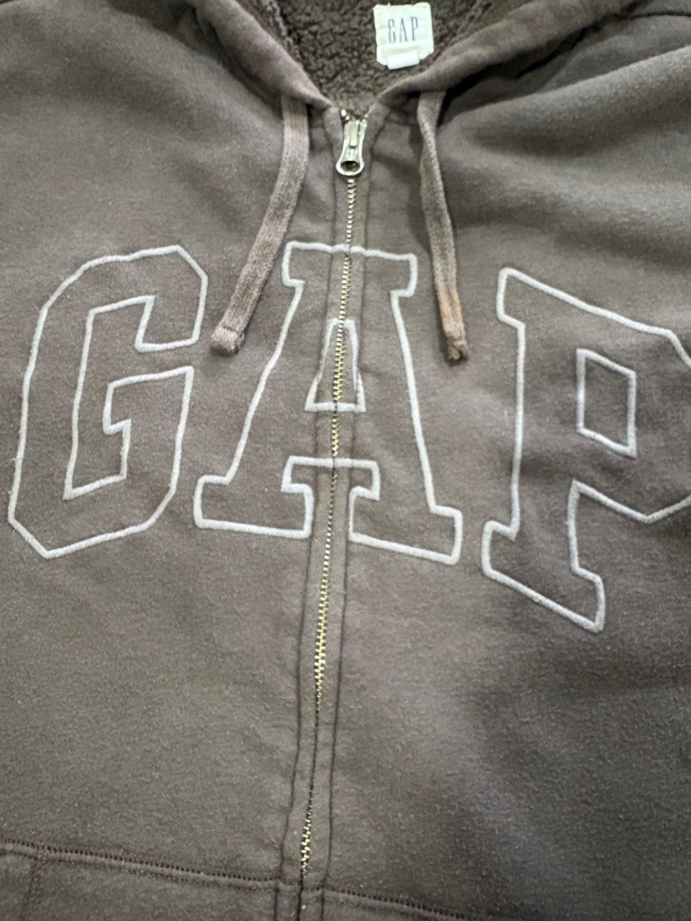 🤎 GAP Arch Logo Sherpa Zip-Up Hoodie — Terra Brown - Picture 5 of 5